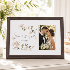 Personalised Wedding Day Photo Frame Gift Any Name and Date Photo Keepsake wedding photo frame ukgiftstoreonline Walnut