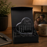 Personalised Gifts | Heart Date Block For Dad | Polished Acrylic Keepsake | Silk-Lined Box | The Day You Became My Dad ukgiftstoreonline