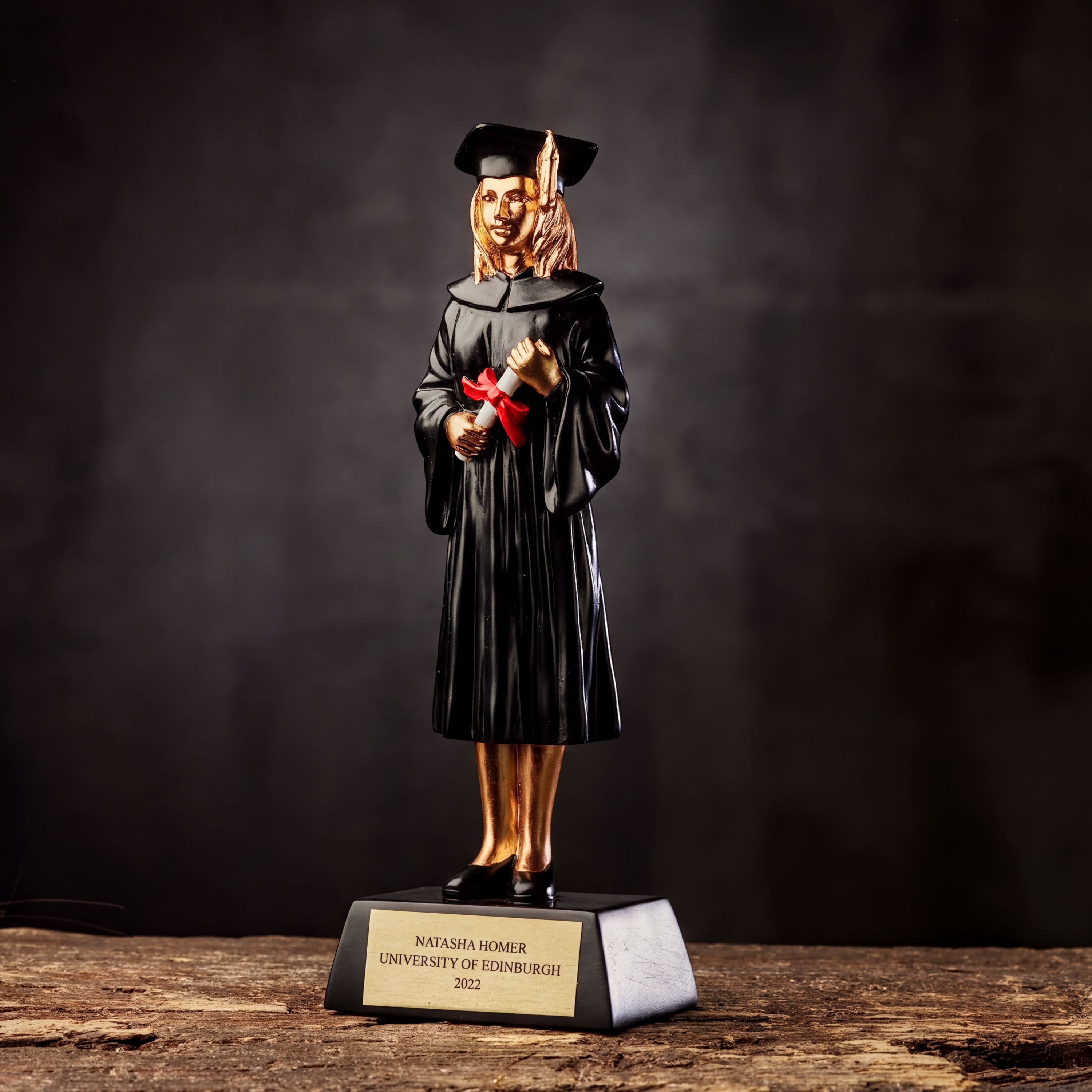Personalised Female Resin Black & Gold Graduation Figurine Gift figurine uk giftstore online