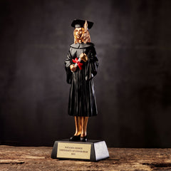 Personalised Female Resin Black & Gold Graduation Figurine Gift figurine uk giftstore online