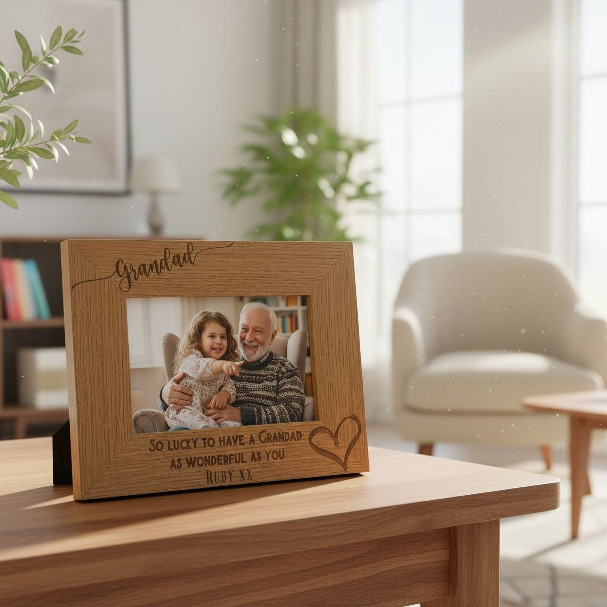 Personalised Grandad Photo Frame – Wooden Engraved Gift With Custom Message grandad photo frame ukgiftstoreonline