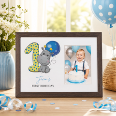 Personalised Baby Boy Photo Frame, 1St Birthday Keepsake Wood Gift Birthday Photo Frame ukgiftstoreonline Walnut