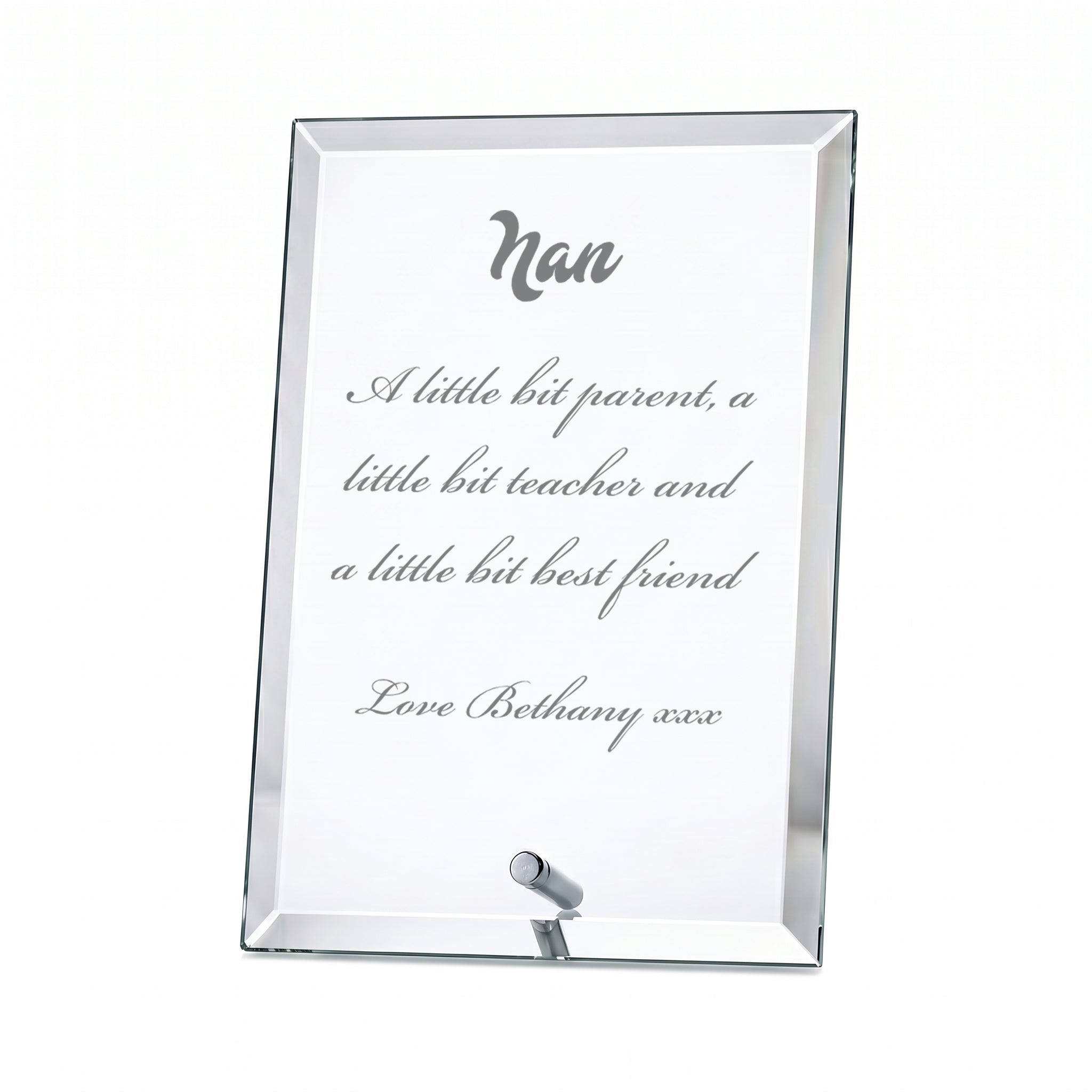 Personalised Nan Glass Plaque | Engraved 4In X 5In Gift For Nan Personalised Crystal Glass ukgiftstoreonline