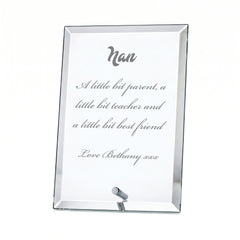 Personalised Nan Glass Plaque | Engraved 4In X 5In Gift For Nan Personalised Crystal Glass ukgiftstoreonline