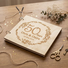 ukgiftstoreonline Personalised Large Wooden 50th Anniversary Scrapbook Photo Album Keepsake Scrapbook Guest Book ukgiftstoreonline