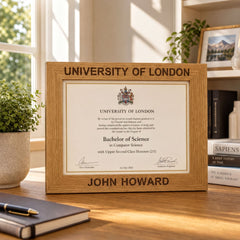 Personalised Wooden Landscape Graduation Certificate Holder Frame personalised photo frames ukgiftstoreonline