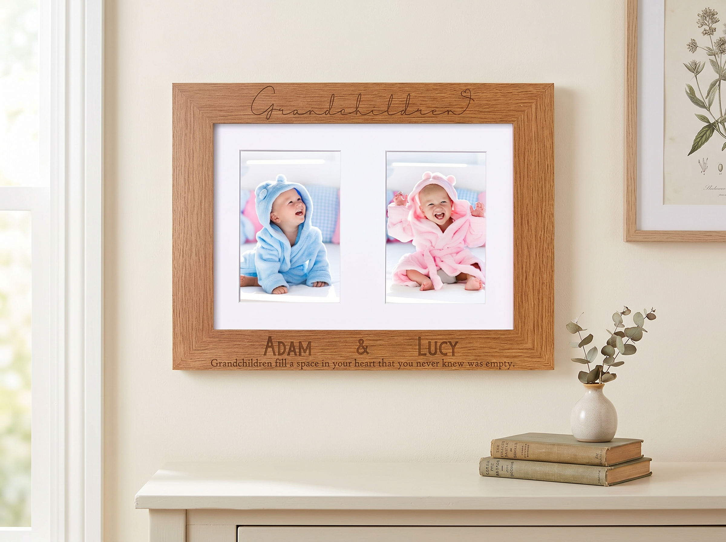 Personalised Grandchildren Double Wooden Photo Frame Gift Photo Frame ukgiftstoreonline