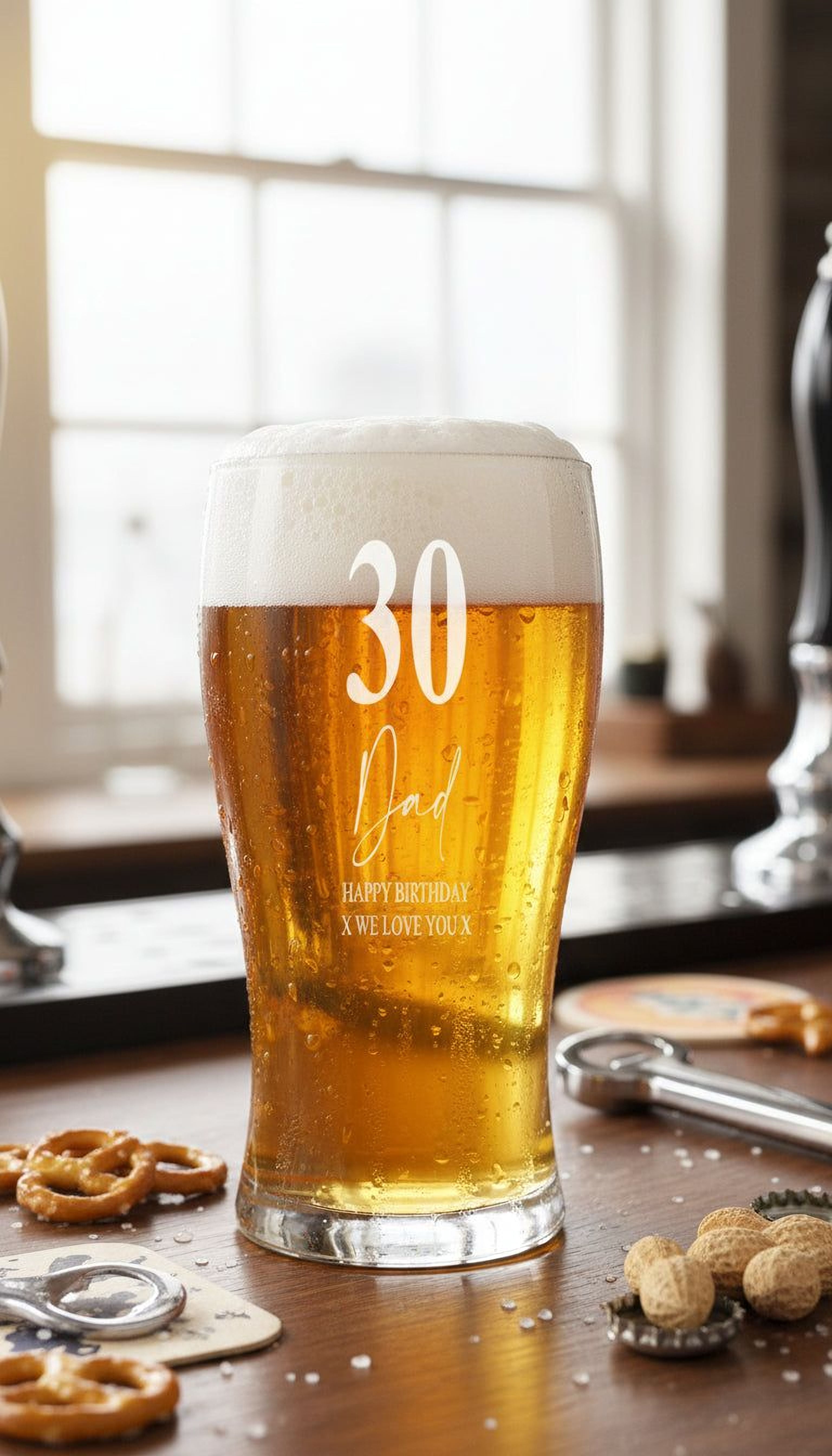 Engraved Personalised 30th Birthday Signature Pint Beer Glass Gift Boxed personalised beer glasses ukgiftstoreonline