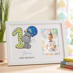 Personalised Baby Boy Photo Frame, 1St Birthday Keepsake Wood Gift Birthday Photo Frame ukgiftstoreonline White
