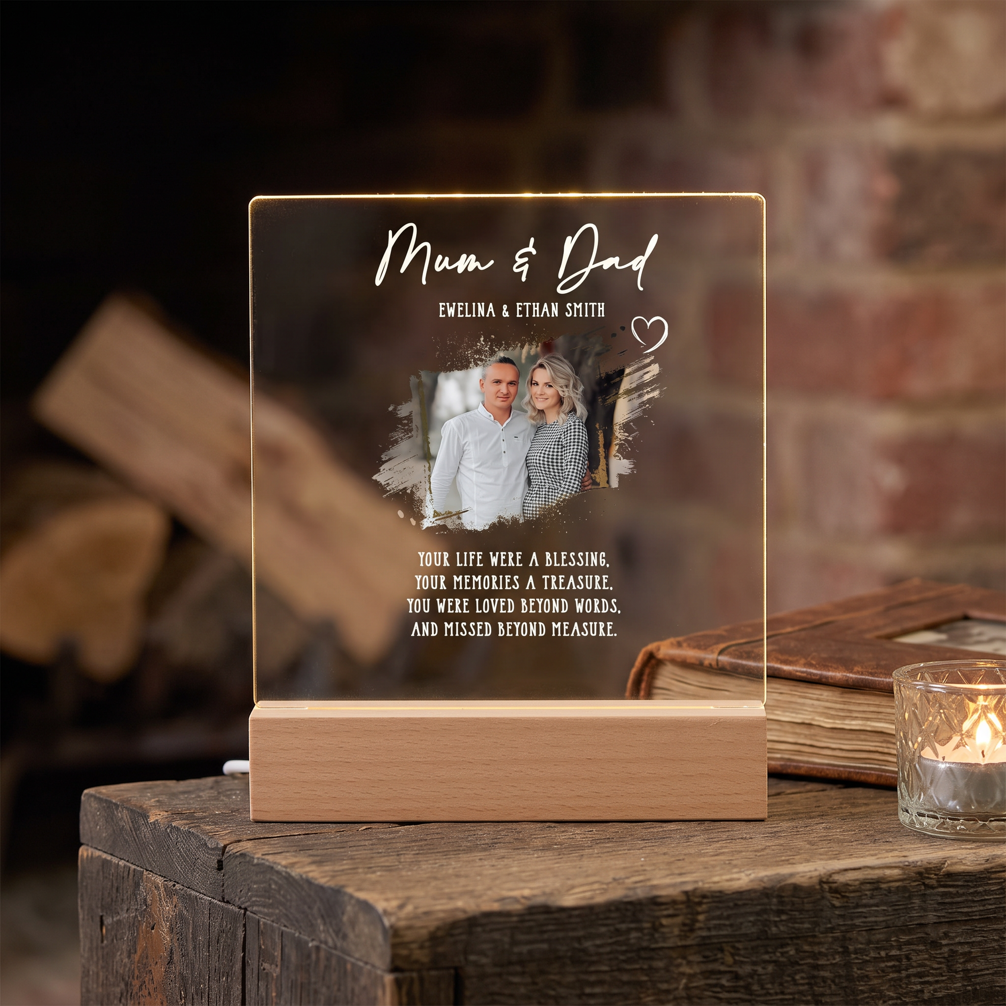 Personalised Mum & Dad Photo Memorial Lamp Night Light Condolence Sympathy Gift Personalised Night Light ukgiftstoreonline