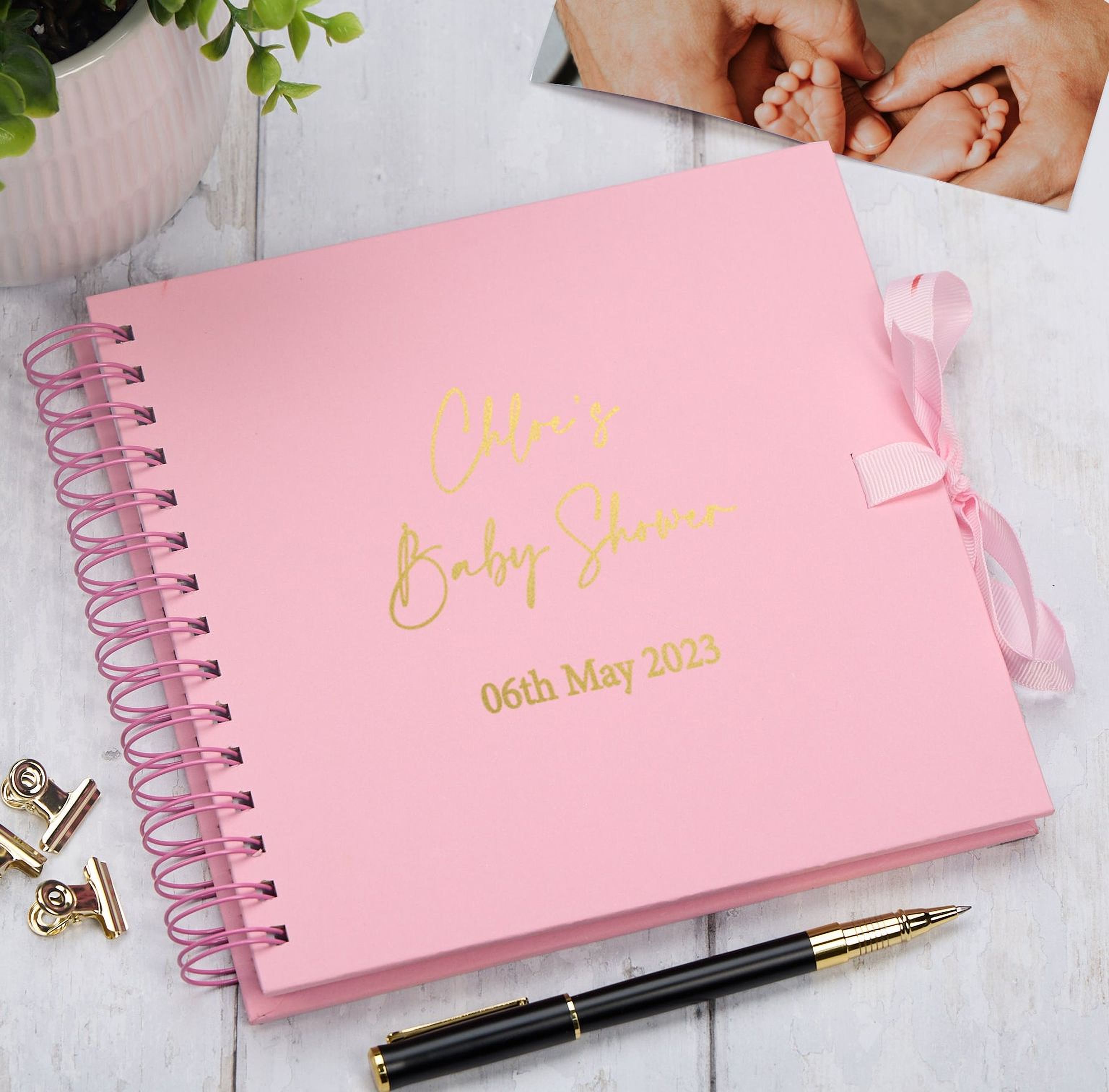 Personalised Baby Shower Multiple Colour Guest Book Scrapbook or Photo Album Foil Print Scrapbook ukgiftstoreonline