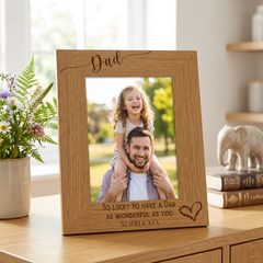 Personalised Dad Love Heart Engraved Portrait Photo Frame Gift personalised photo frames ukgiftstoreonline