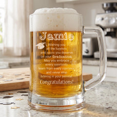 Personalised Beer Tankard – Engraved Glass Mug 510ml | Graduation Gift Boxed ukgiftstoreonline