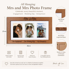 a wooden frame with a picture of a couple and their wedding date