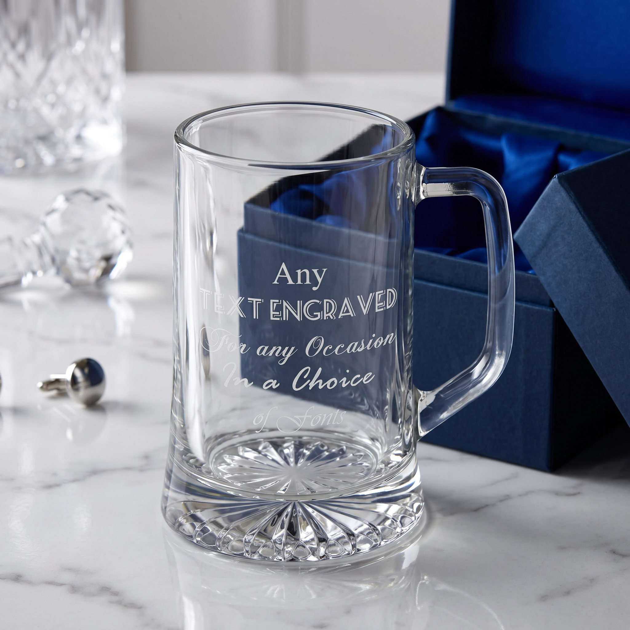 Personalised Beer Glass Tankard Engraved Pint Gift Box Custom text Birthday Gift personalised beer glass tankard ukgiftstoreonline