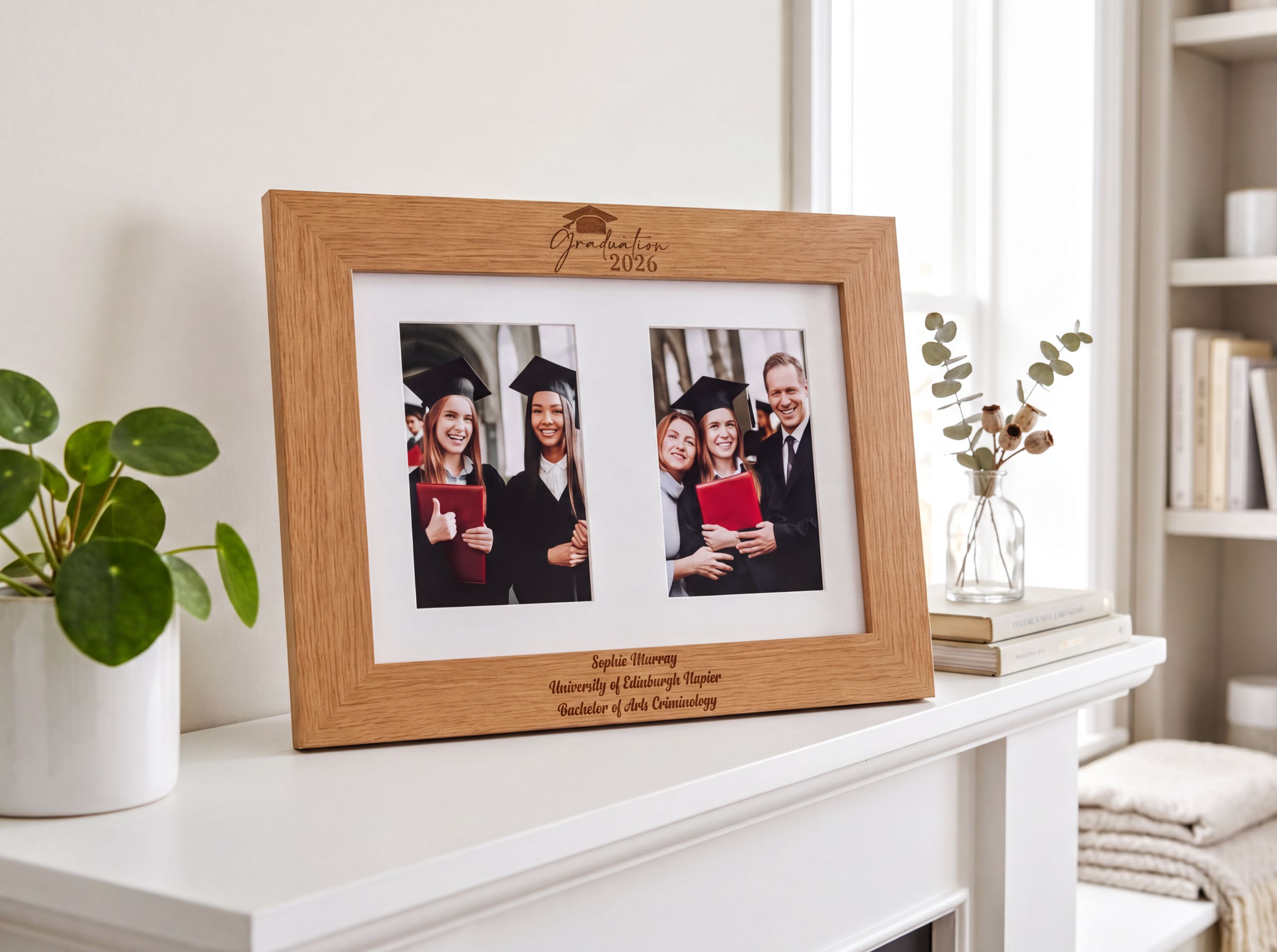 Personalised Graduation Wooden Double Photo Frame Engraved Photo Frame ukgiftstoreonline