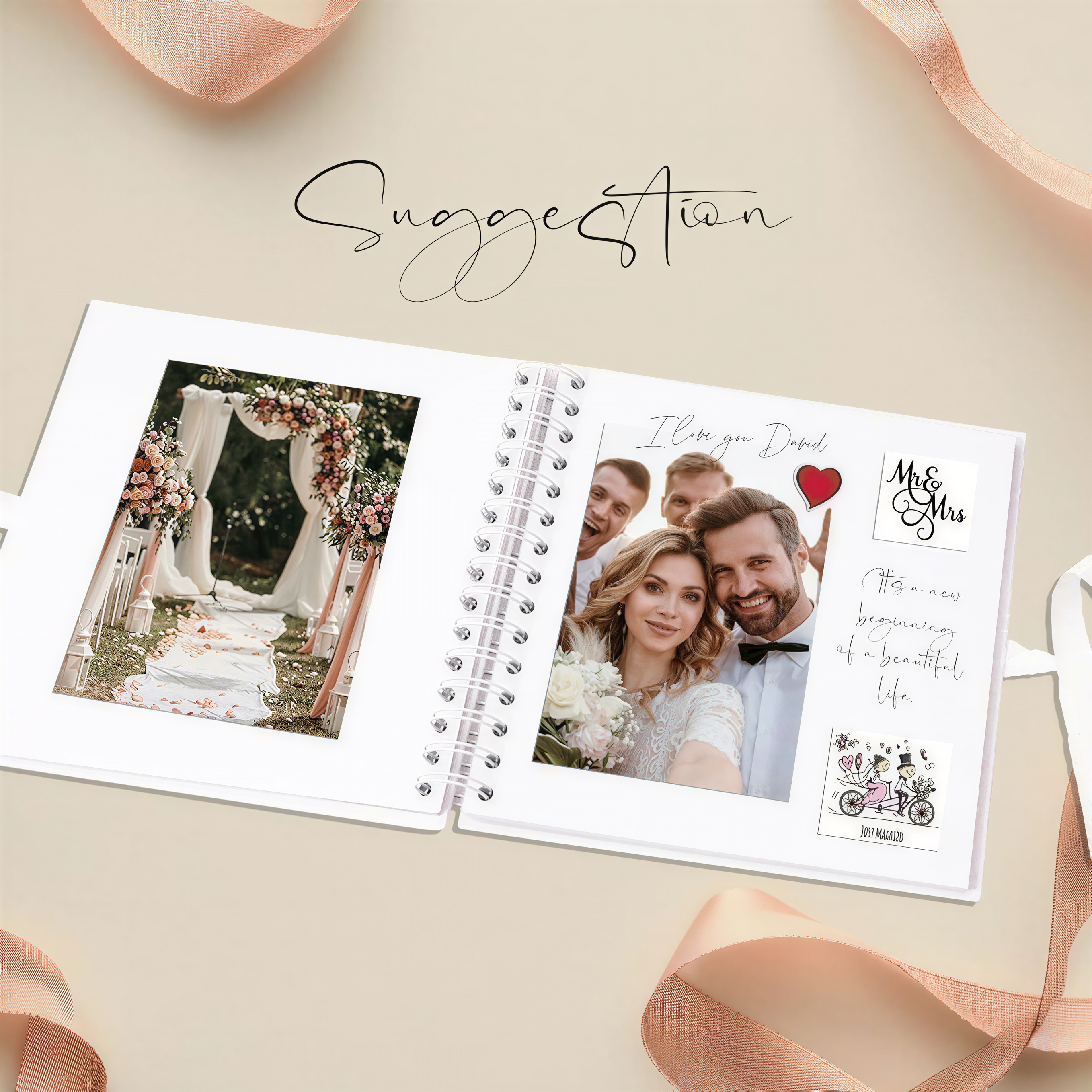 Personalised Boho Style Black Text Wedding Scrapbook Photo Album Scrapbook ukgiftstoreonline