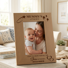 Personalised Photo Frame, Mummy's Little Boy Gift Portrait, Wood Photo Frame ukgiftstoreonline
