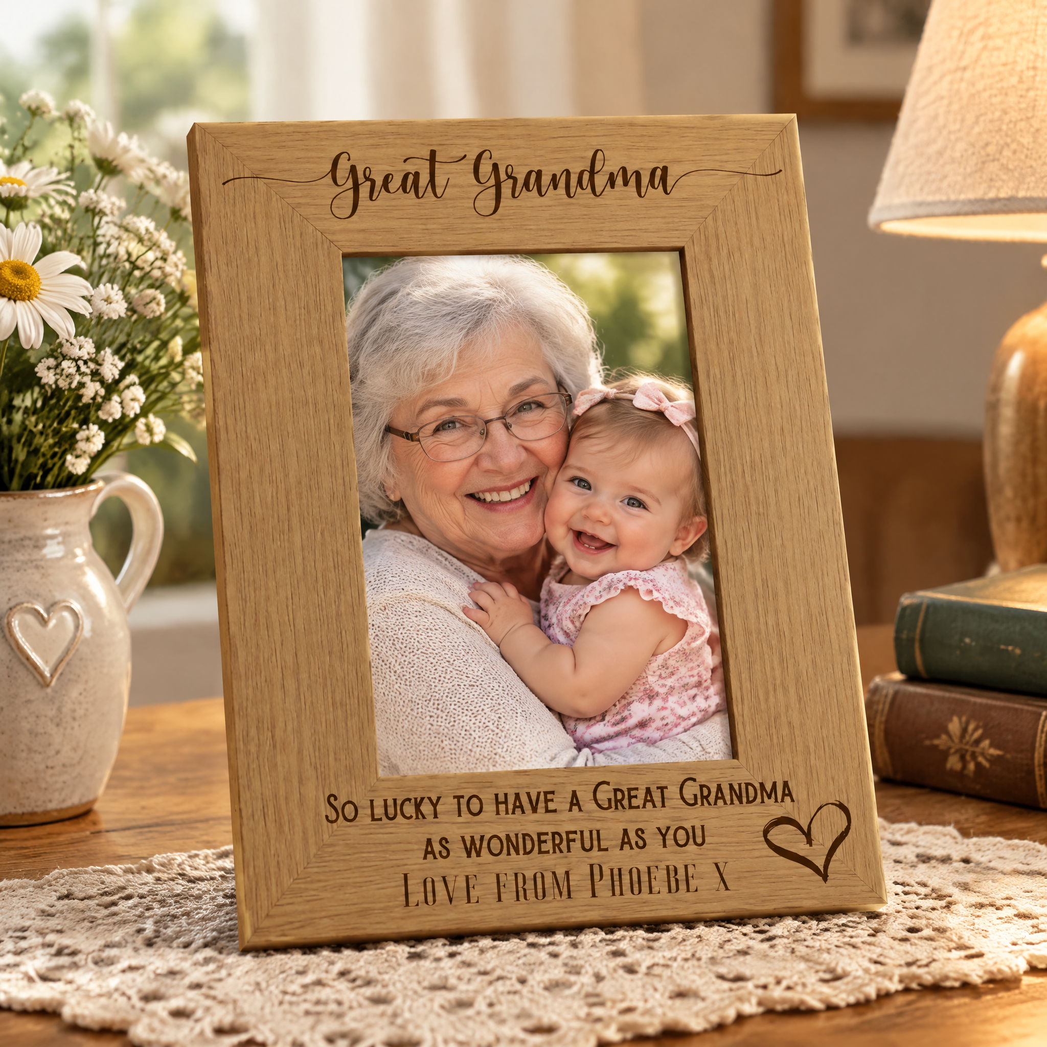 Personalised Grandma Love Heart Engraved Photo Frame Gift personalised photo frames ukgiftstoreonline