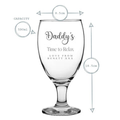 Personalised Craft Beer Cider Ale Glass For Him Time to Relax