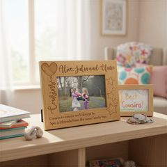 Personalised Cousins Engraved Wooden Photo Frame Balloon Design Photo Frame ukgiftstoreonline