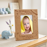 Personalised Baby Boy Frame - Custom Wooden Photo Frame | Engraved Name & Date Gift Baby Boy Photo Frame ukgiftstoreonline