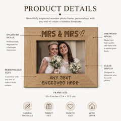 Oak Personalised Mrs and Mrs Gay Wedding Picture Photo Frame Heart Gift Photo Frame ukgiftstoreonline