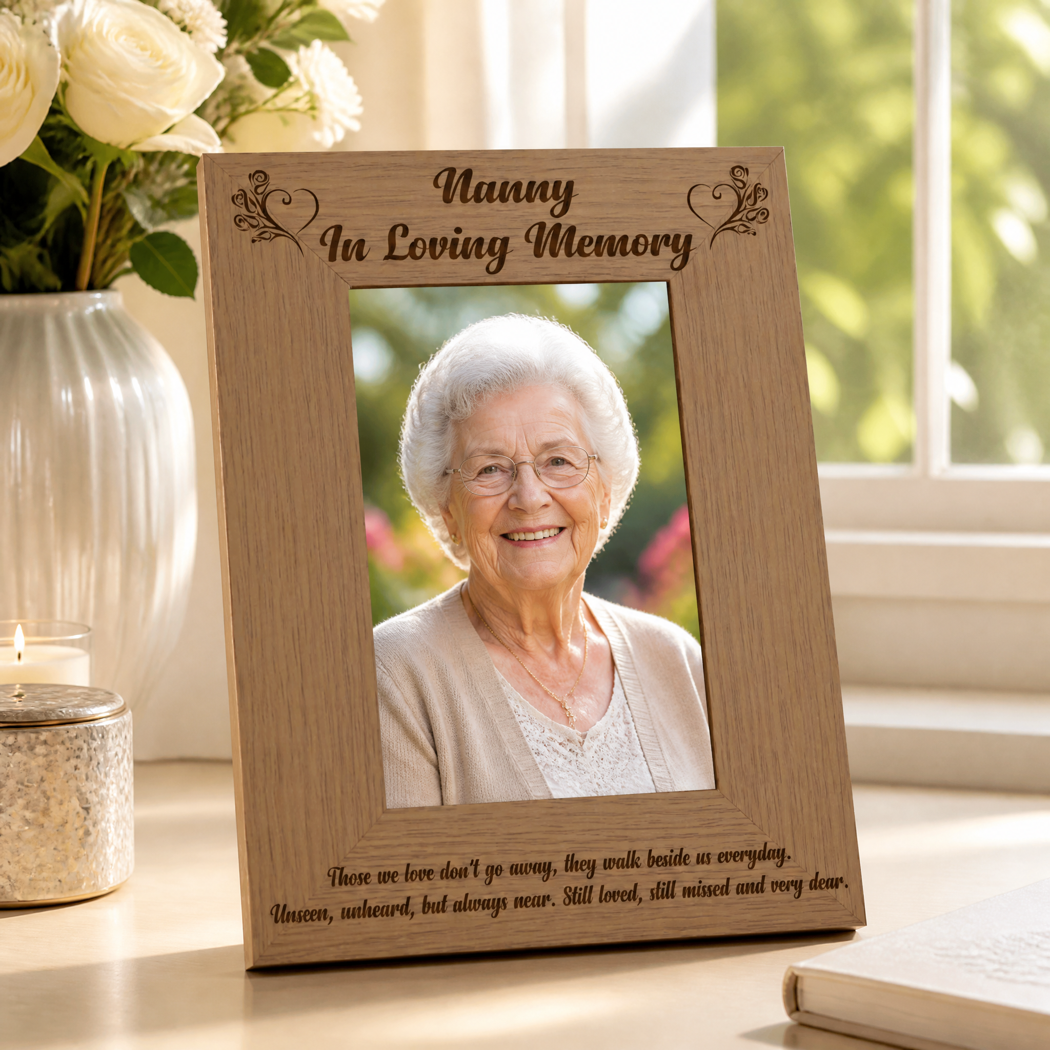 ukgiftstoreonline Nanny In Loving Memory Remembrance Portrait Wooden Photo Frame Gift Loving Memory Remembrance ukgiftstoreonline