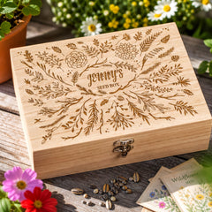 Personalised Seed Box – Wooden Floral Garden Storage With Six Compartments ukgiftstoreonline