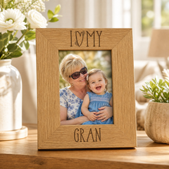 Gran Love Photo Frame - Engraved Wooden Heart-Shaped Keepsake Gift Gran Photo Frame ukgiftstoreonline