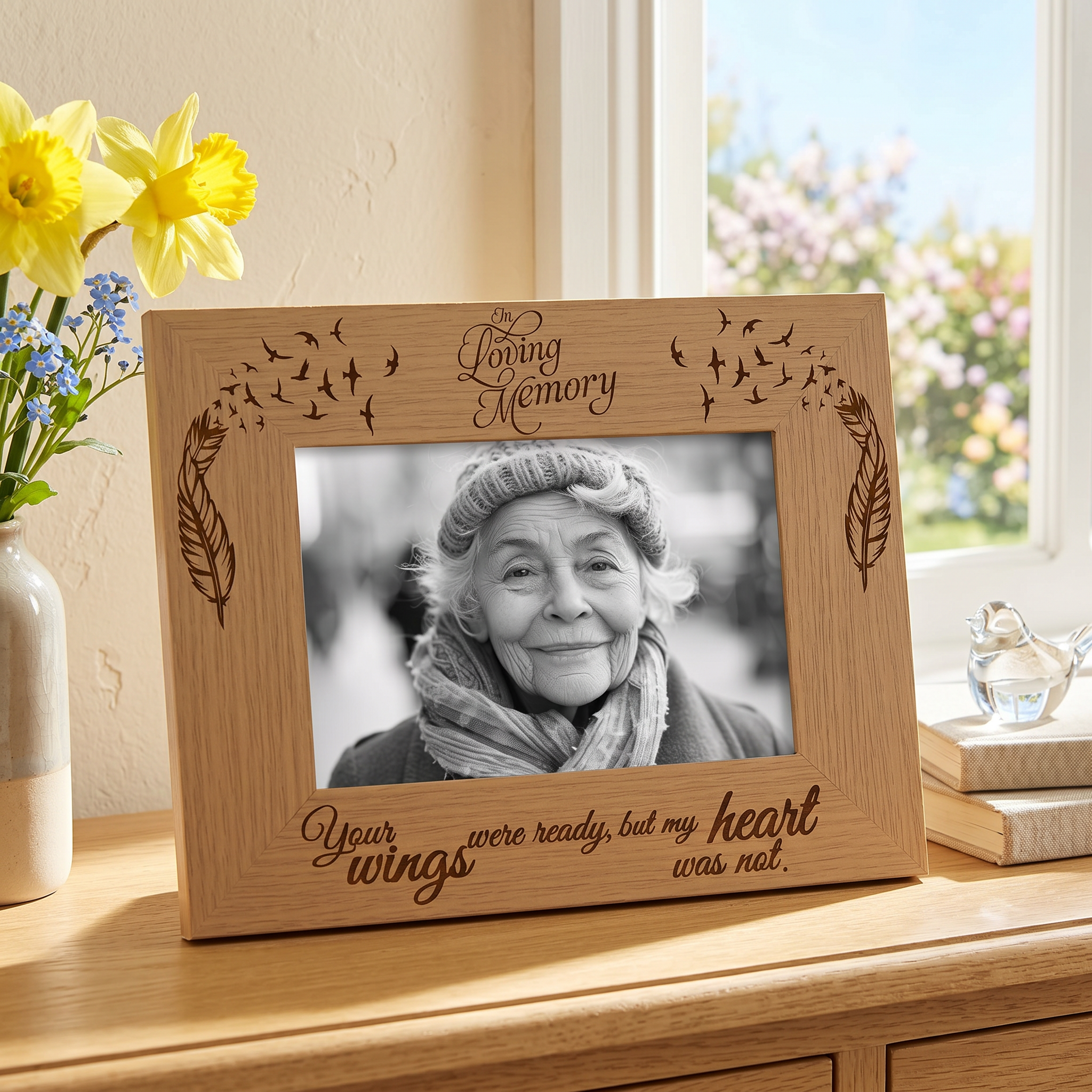 Remembrance Photo Frame – Wooden Memorial Picture Frame With Engraved Tribute Photo Frame ukgiftstoreonline