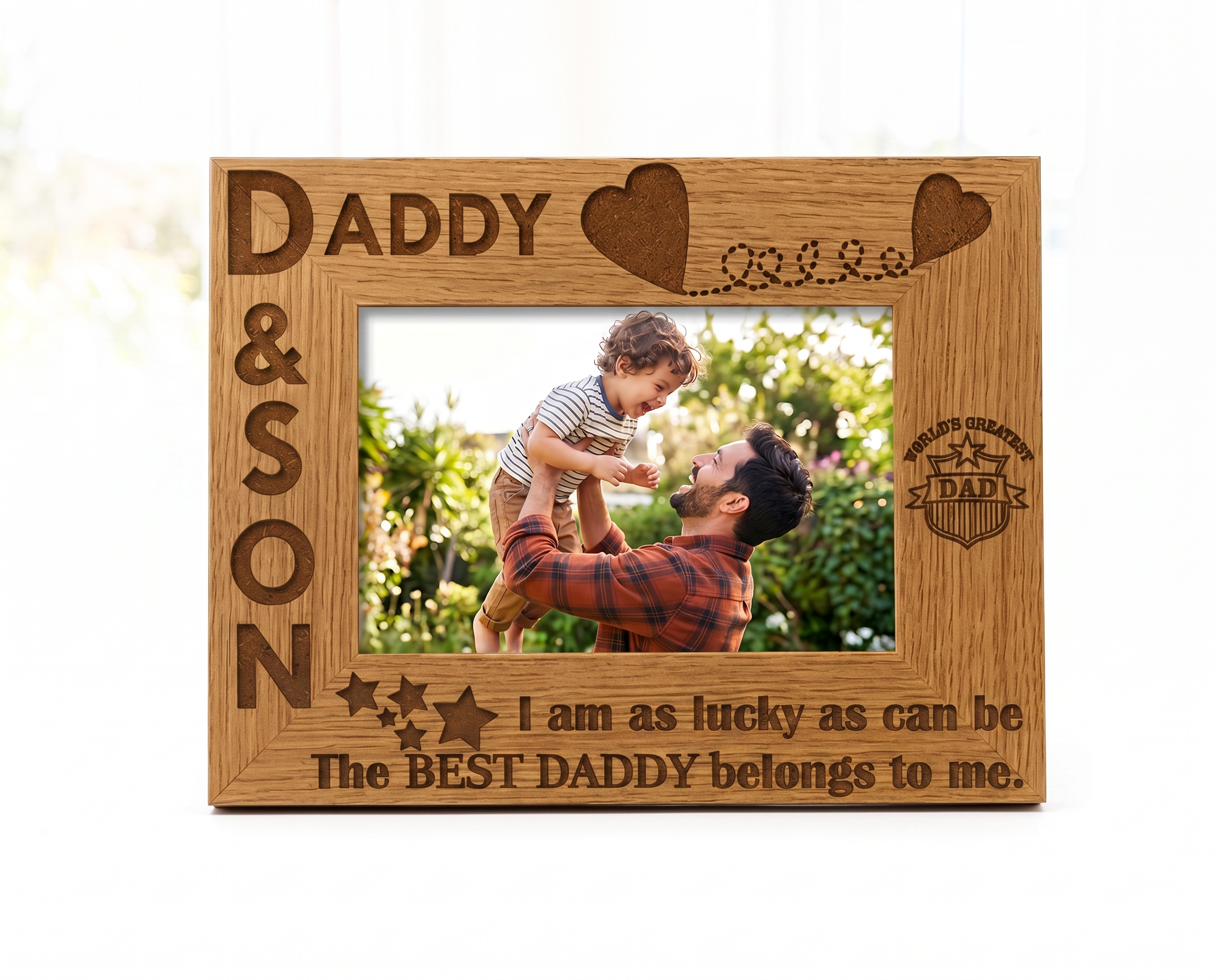 Daddy and Son Wooden Photo Frame Gift Daddy Photo Frame ukgiftstoreonline