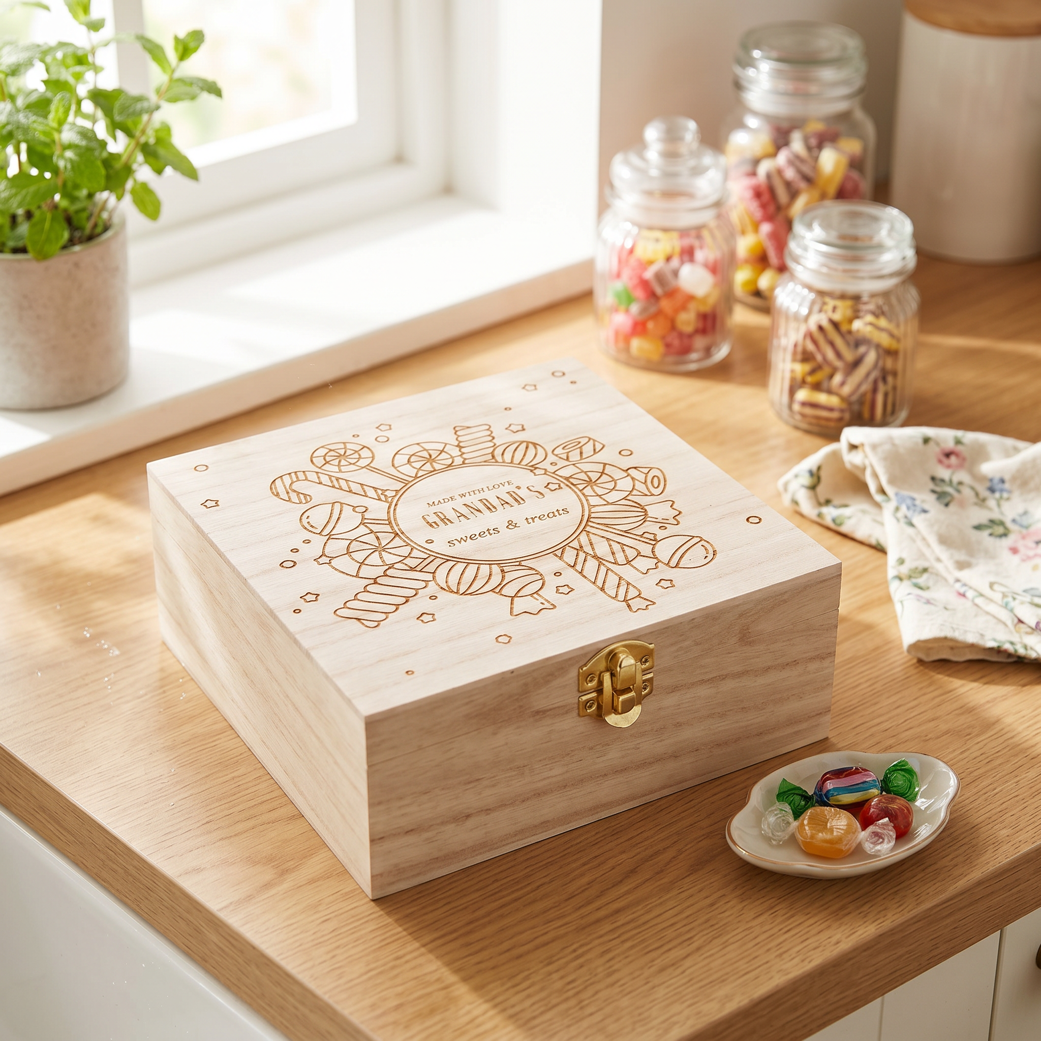 Personalised Wooden Gift Box – Custom Engraved Candy Storage Keepsake Personalised Gifts ukgiftstoreonline