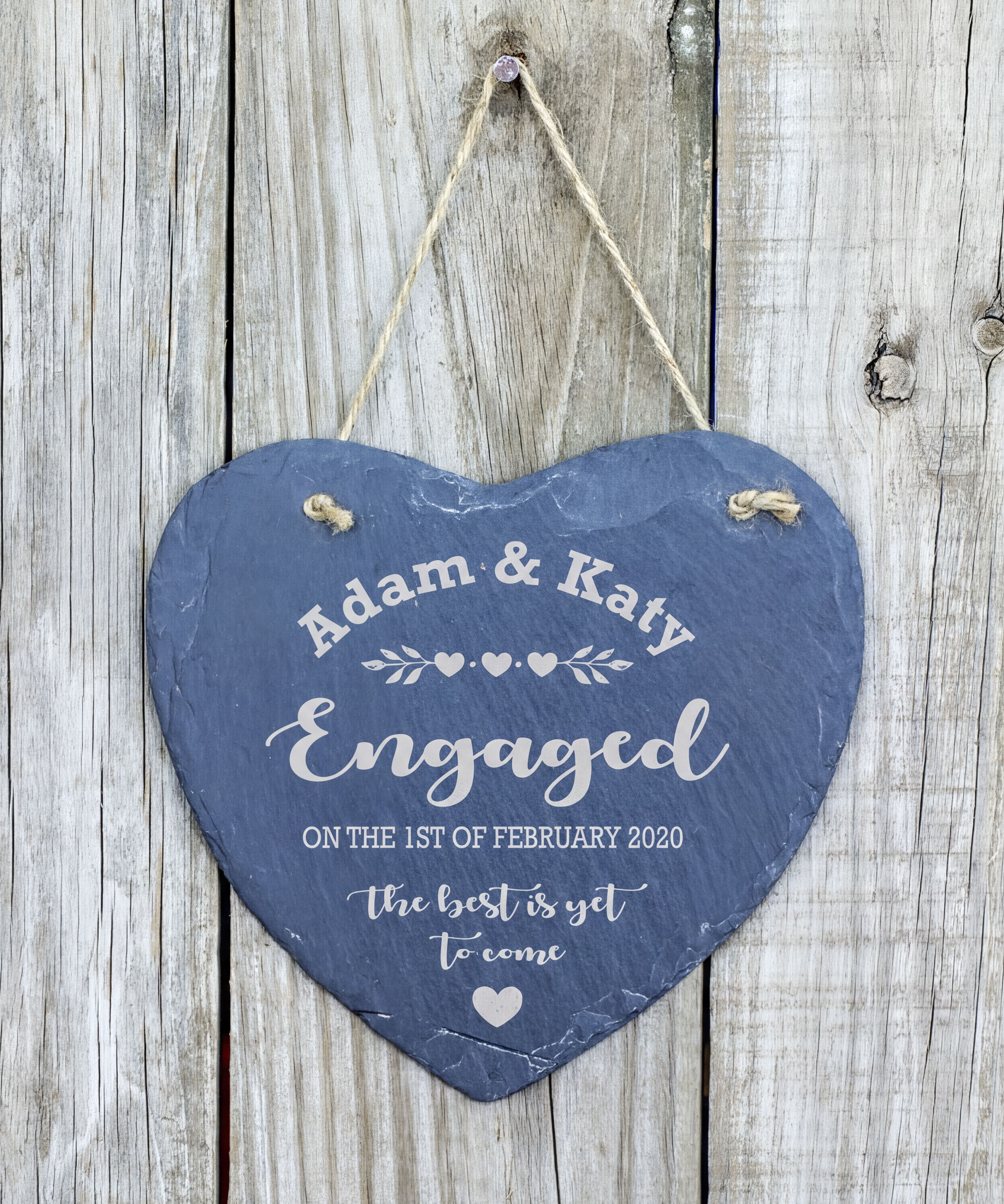 Engagement Gift Personalised Engraved Slate Heart Stone Personalised Engagement Gift ukgiftstoreonline