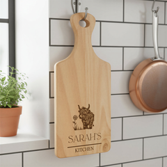 Engraved Wooden Serving Board, Personalised Cheese Board, Highland Cow chopping Board ukgiftstoreonline