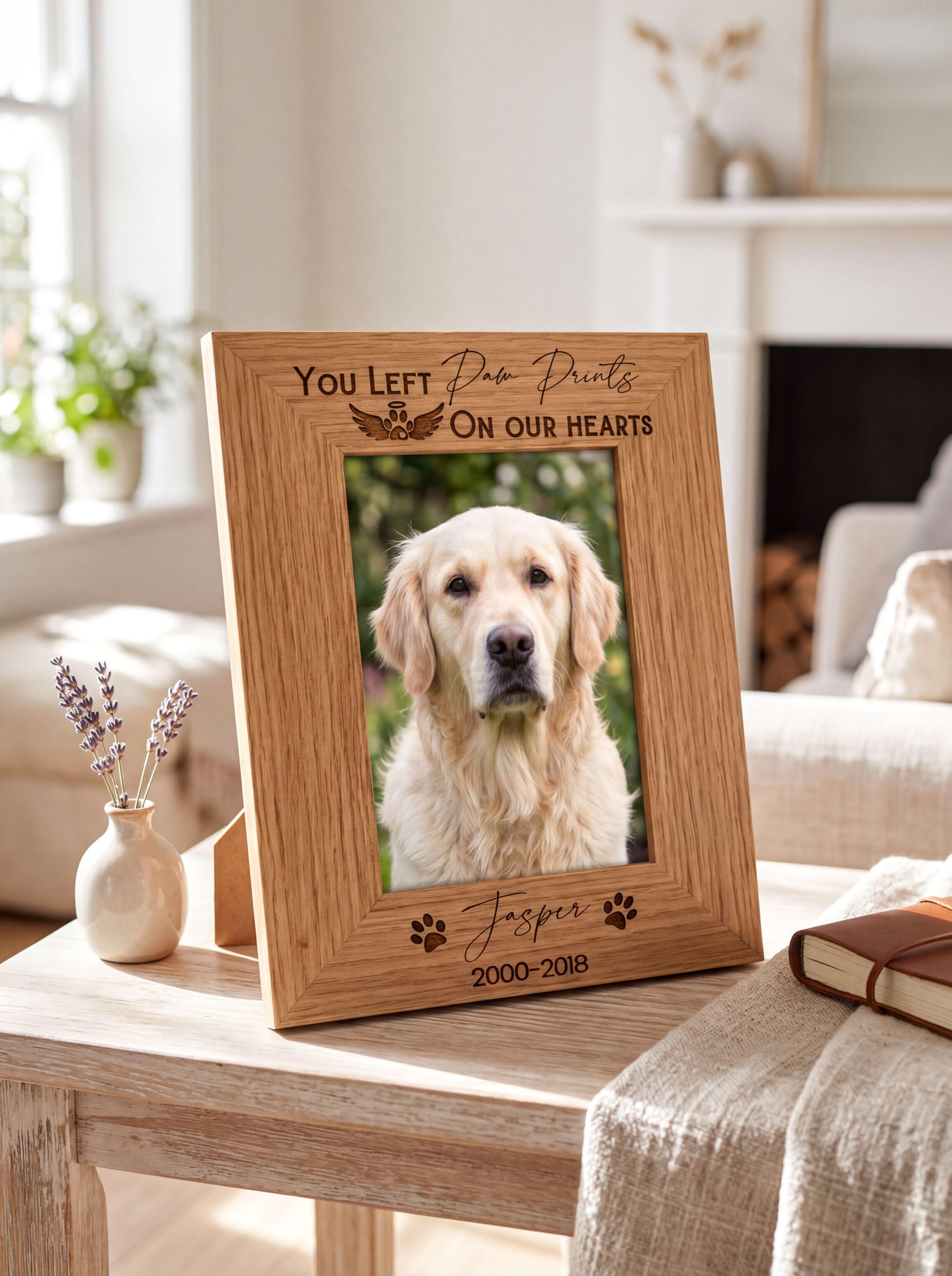Personalised Pet Memorial Frame – Engraved Wooden Photo Frame With Stand Dog or Cat Photo Album ukgiftstoreonline