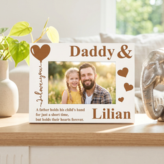 Personalised Daddy and Daughter or Son Heart White Wooden Photo Frame Gift Family Photo frame ukgiftstoreonline