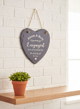 Engagement Gift Personalised Engraved Slate Heart Stone Personalised Engagement Gift ukgiftstoreonline