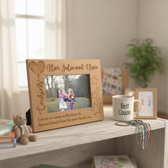 Personalised Cousins Engraved Wooden Photo Frame Balloon Design Photo Frame ukgiftstoreonline