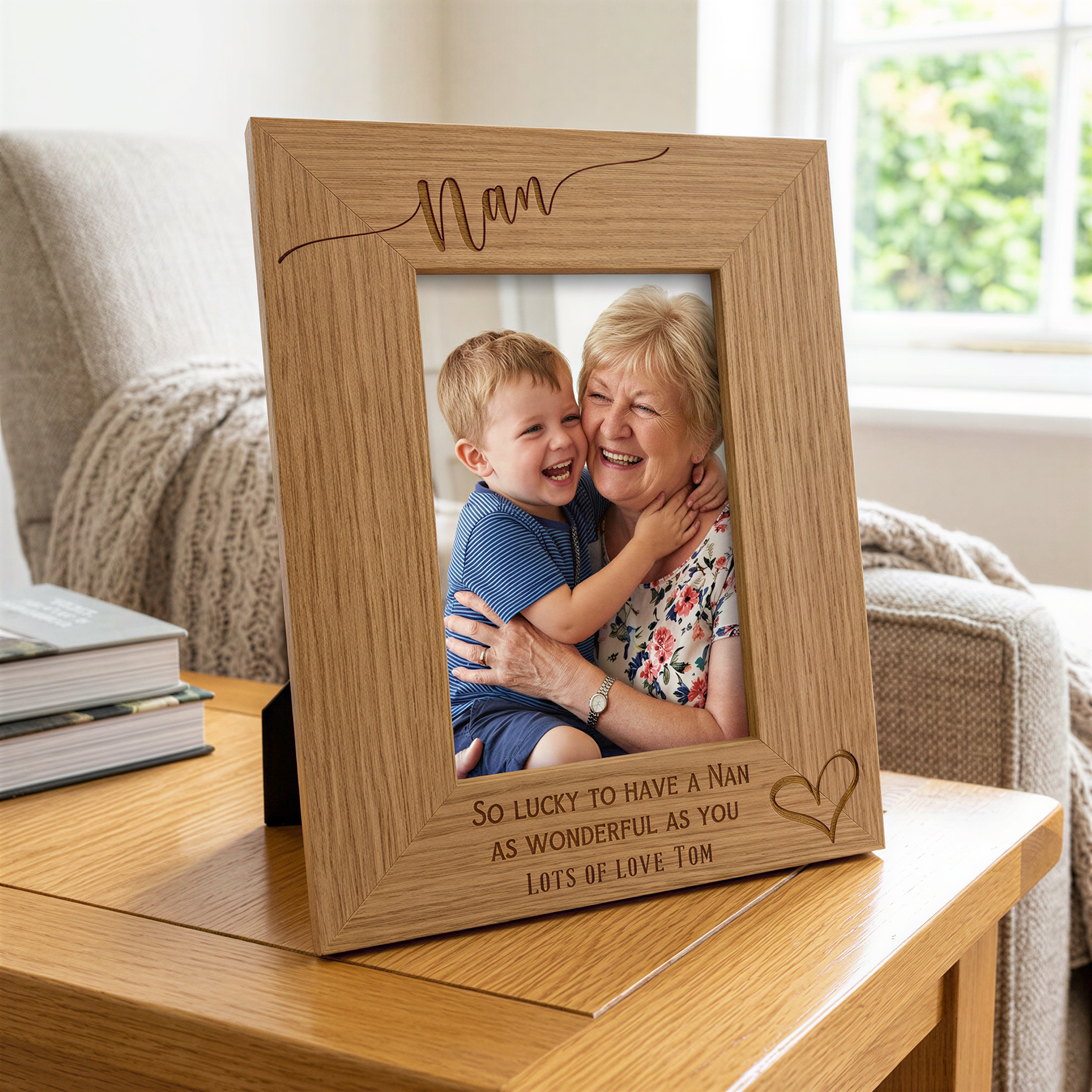 Personalised Nan Love Heart Engraved Portrait Photo Frame Gift personalised photo frames ukgiftstoreonline