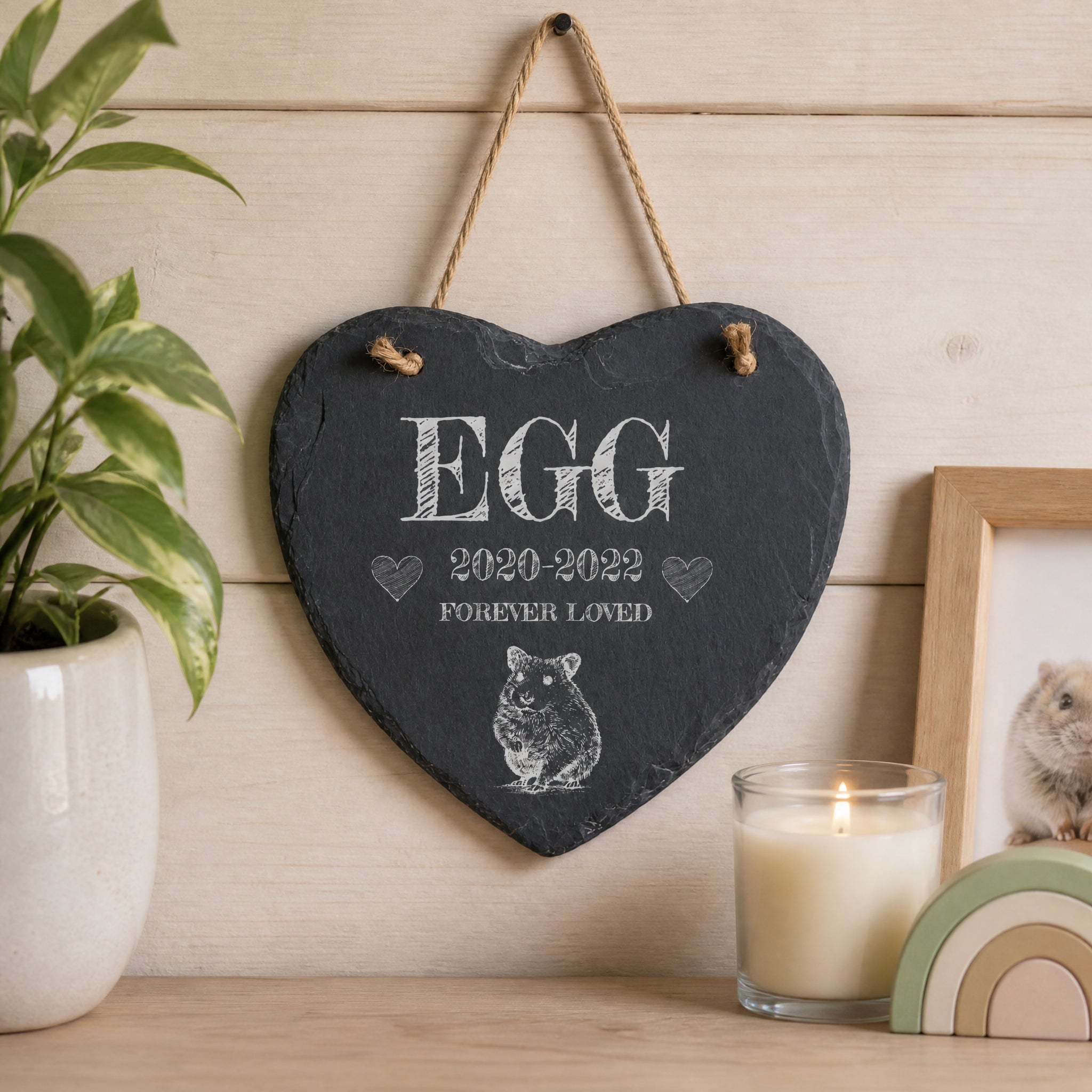 ukgiftstoreonline Personalised Hamster Remembrance Memorial Slate Heart Stone Plaque Personalised Slates ukgiftstoreonline