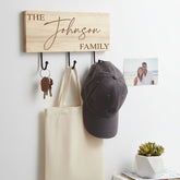Personalised Engraved Wooden Family Name Key or Coat Hook ukgiftstoreonline