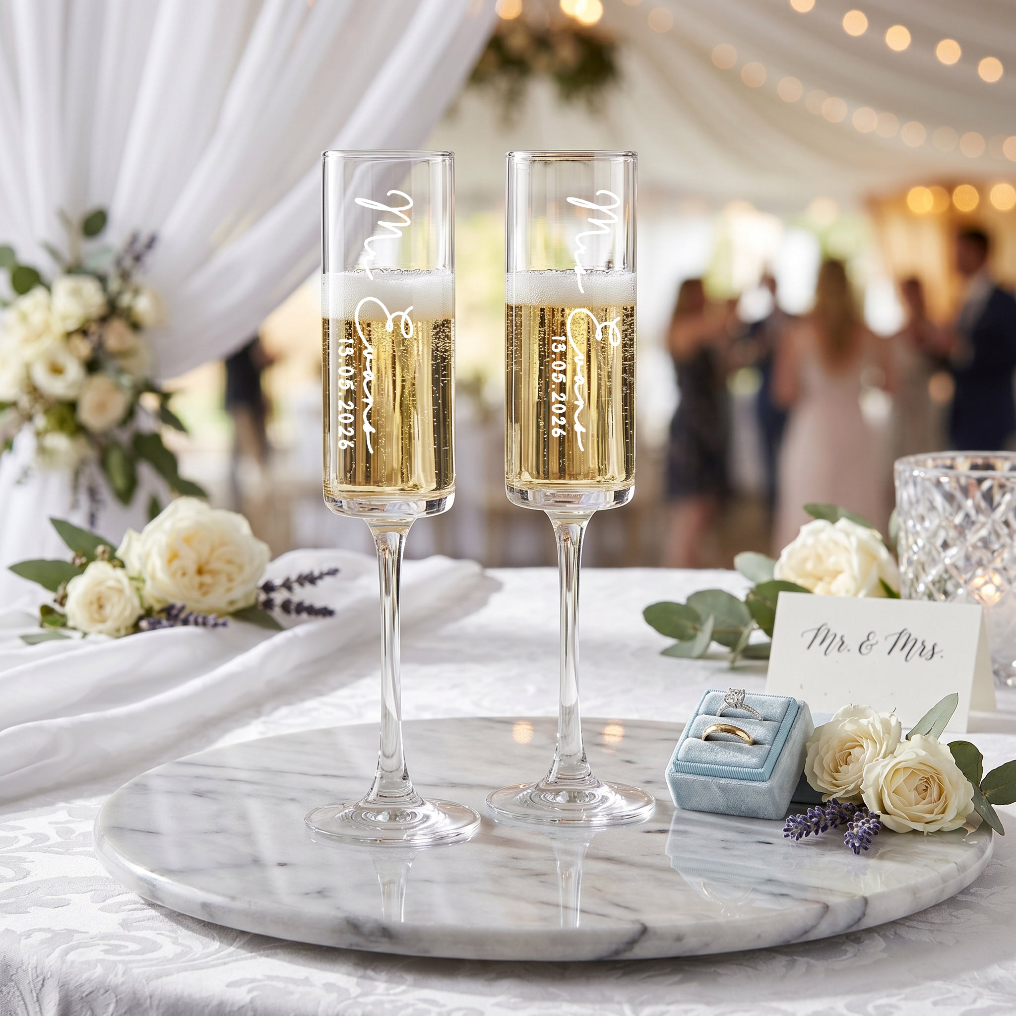 Personalised Champagne Flutes – Tall Wedding Champagne Glasses | Elegant Engraved Toast Set Champagne Glasses ukgiftstoreonline