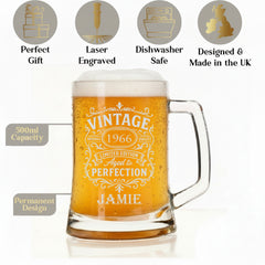 Personalised Engraved Tankard Beer Mug Stein Any Age And Year With Name Happy Birthday Gift Boxed, 510ml personalised beer glasses ukgiftstoreonline