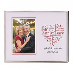 Personalised 40th Anniversary Silver Heart Photo Frame Gift Boxed Anniversary Photo Frame ukgiftstoreonline