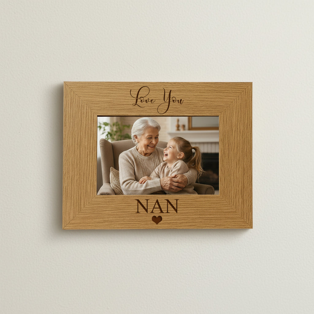 Love You Nan Engraved Wooden Engraved Photo Frame Nan Photo Frame ukgiftstoreonline