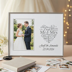 Personalised Mr and Mrs Wedding Silver Heart Photo Frame Gift Boxed Anniversary Photo Frame ukgiftstoreonline
