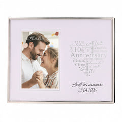 Personalised 10th Anniversary Silver Heart Photo Frame Gift Boxed Anniversary Photo Frame ukgiftstoreonline