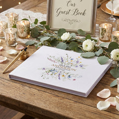 Personalised Wedding Memory Book – Large A4 Guest Book for Weddings with Wildflower Design ukgiftstoreonline