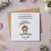 Personalised Granddaughter's 1st Easter Card Luxury Linen and Natural Envelope Personalised Cards ukgiftstoreonline